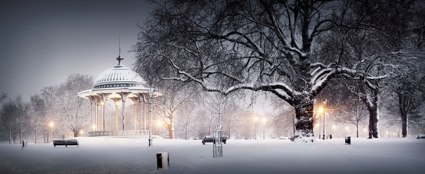 Clapham Bandstand in The Snow